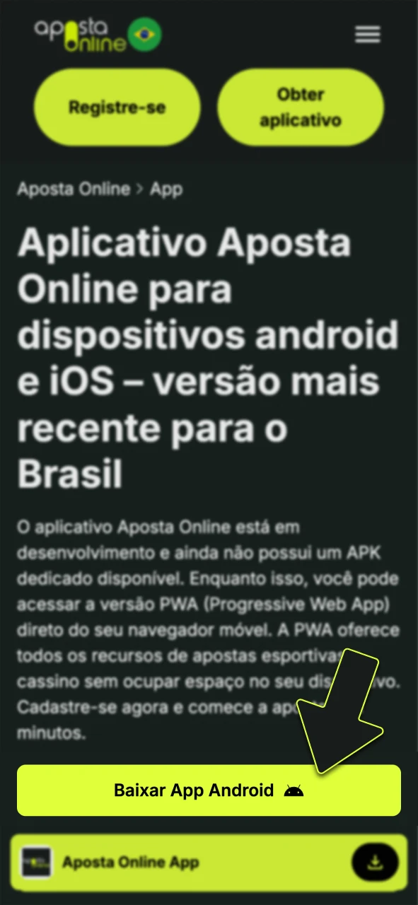 Acesse o site oficial da Aposta Online, pelo seu celular.