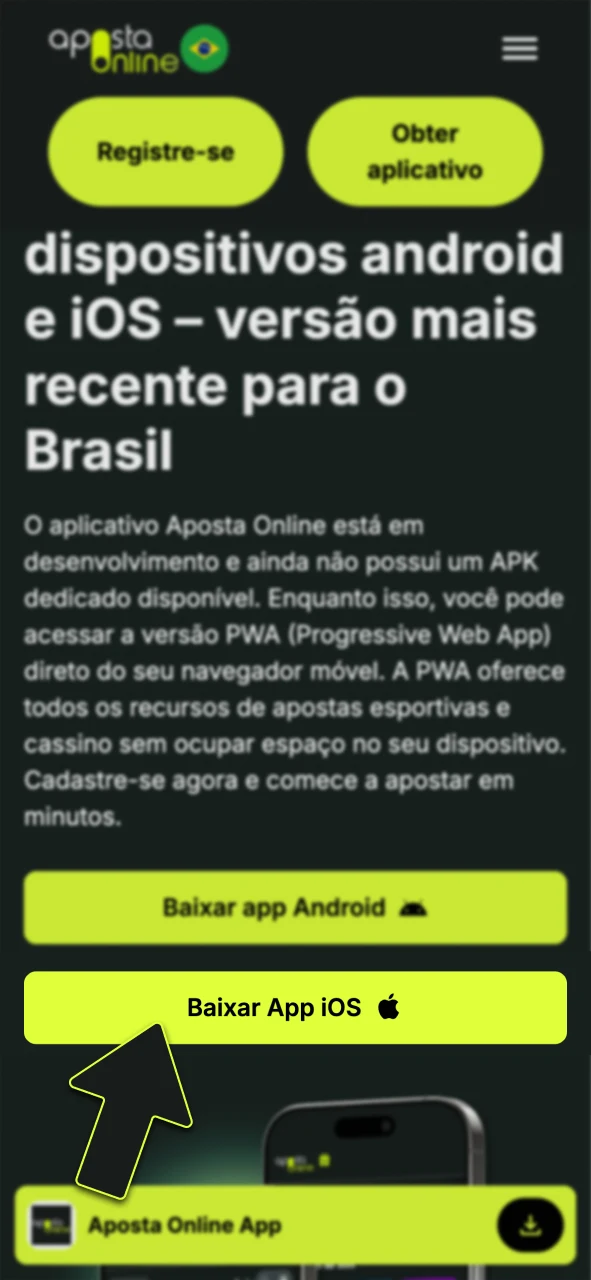 Abra o Safari no seu iPhone, e entre na Aposta Online.