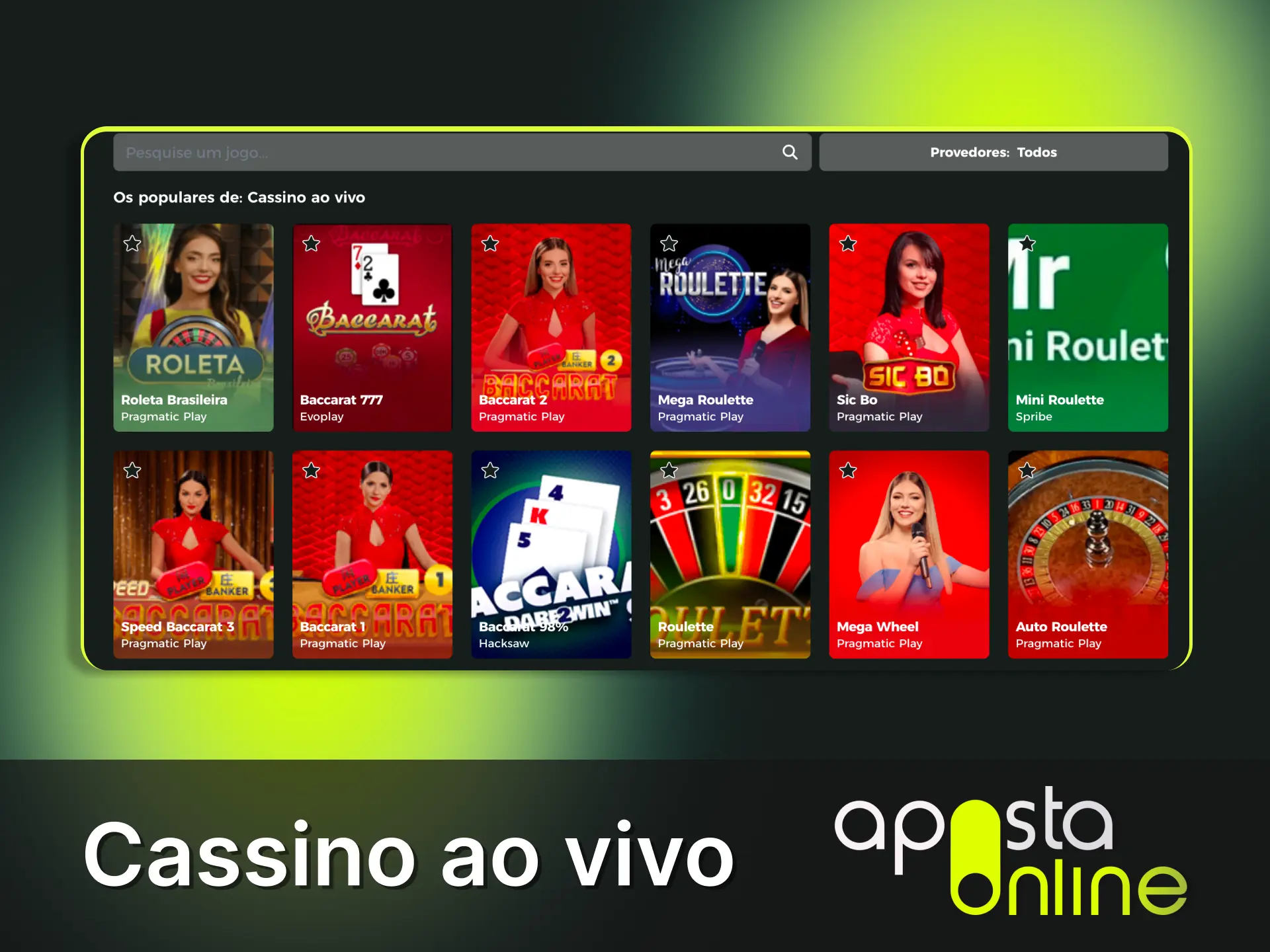 Sinta a atmosfera real de um cassino físico na Aposta Online.