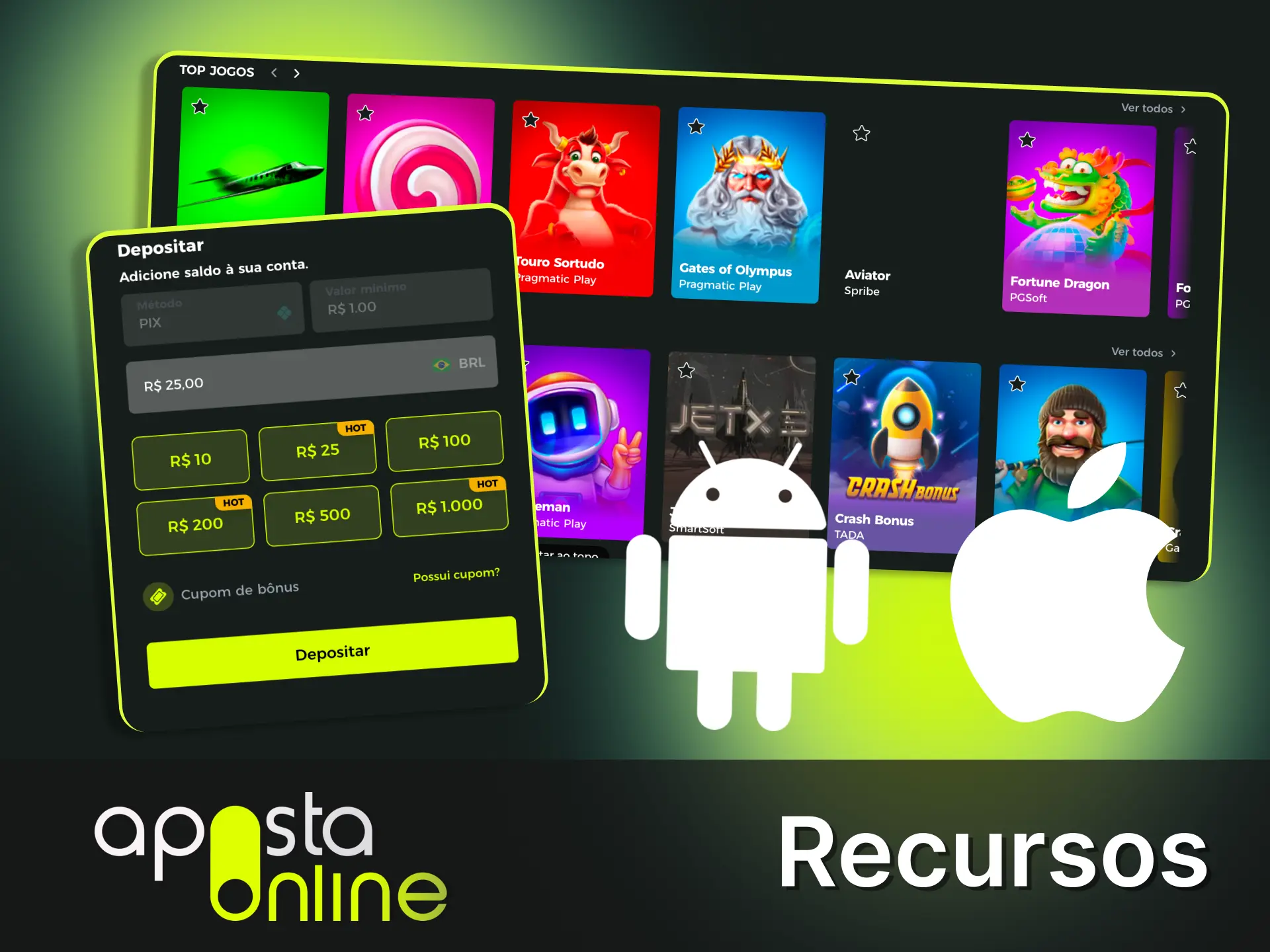 Jogue com o aplicativo mobile otimizado onde estiver na Aposta Online.