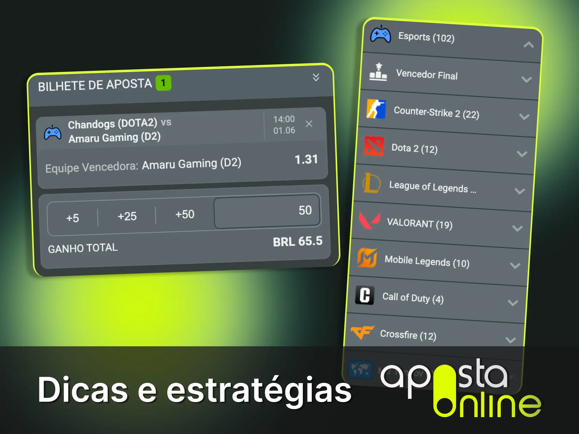 Aplique dicas e estratégias de eSports para vencer na Aposta Online.