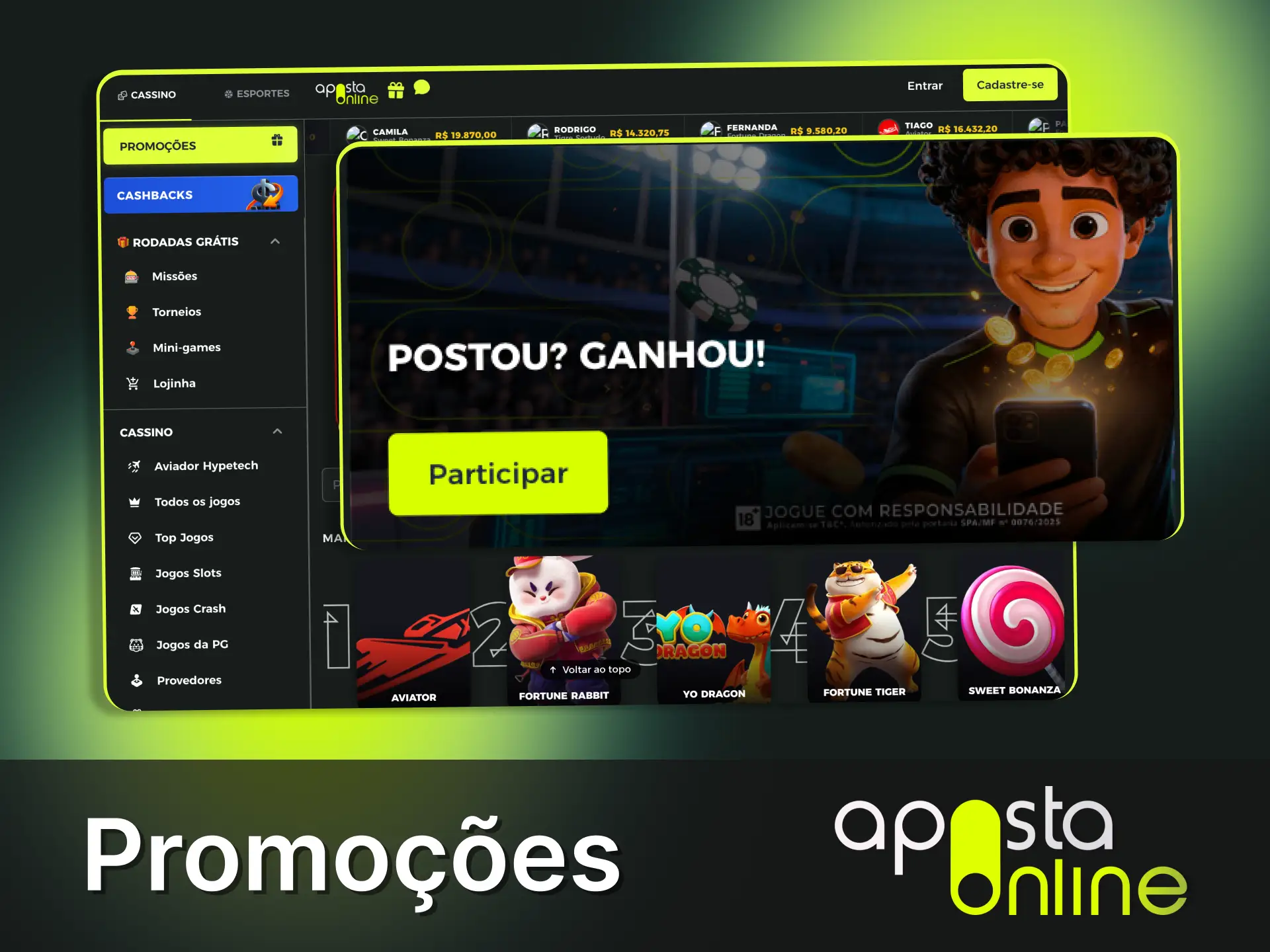 Participe da promoção Postou Ganhou e receba prêmios na Aposta Online.