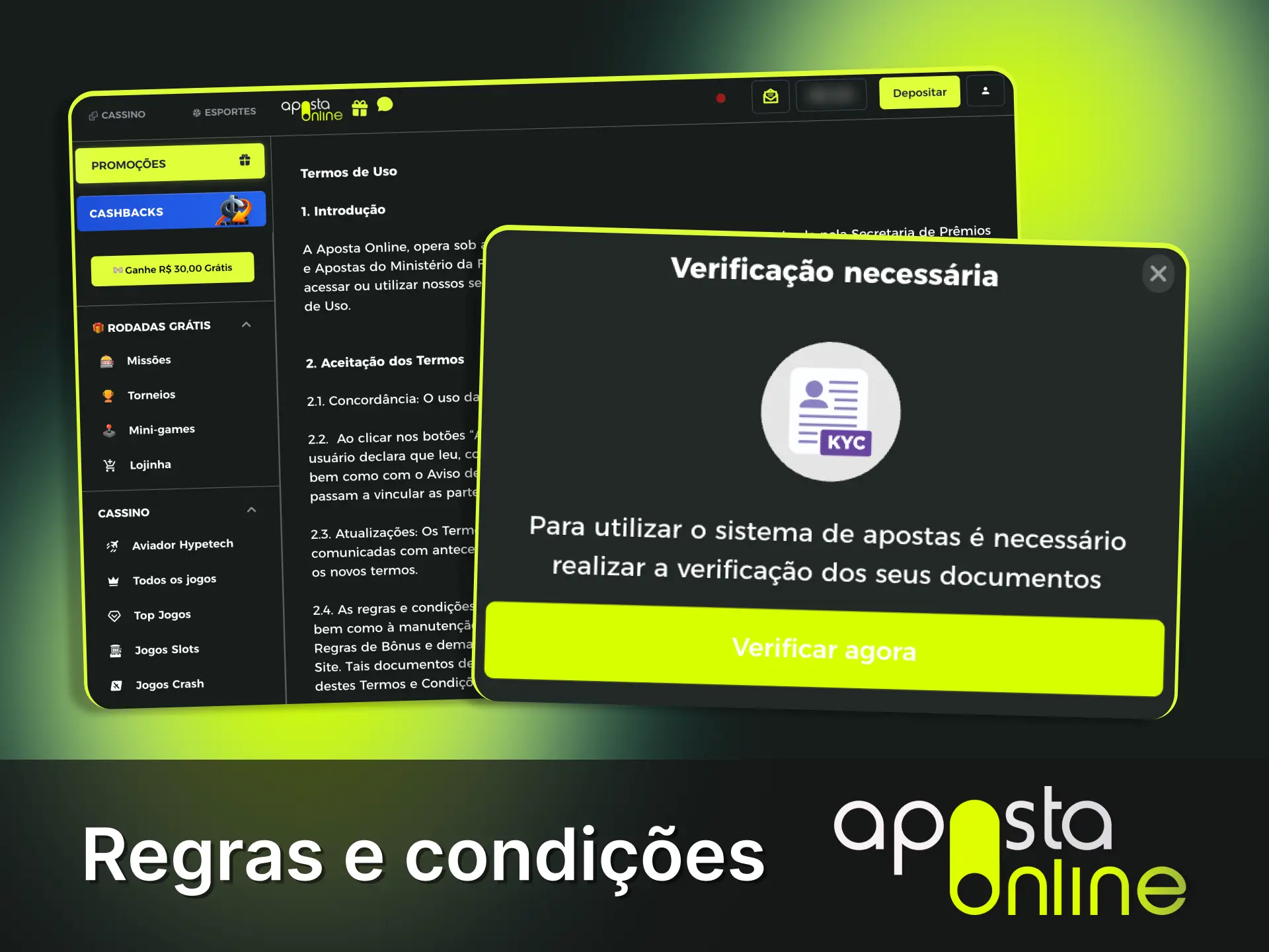 Complete a verificação de identidade para saques rápidos na Aposta Online.