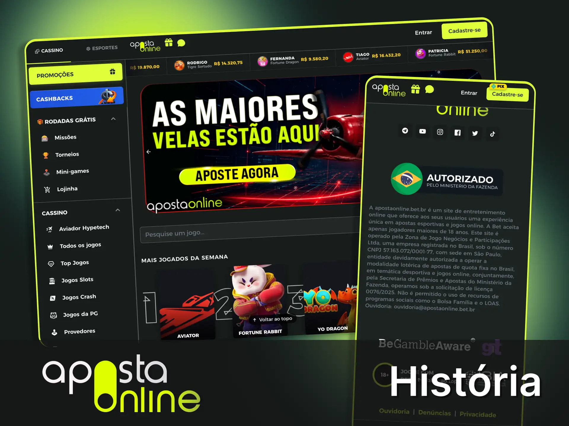 Aposte em uma plataforma licenciada e com conformidade internacional na Aposta Online.
